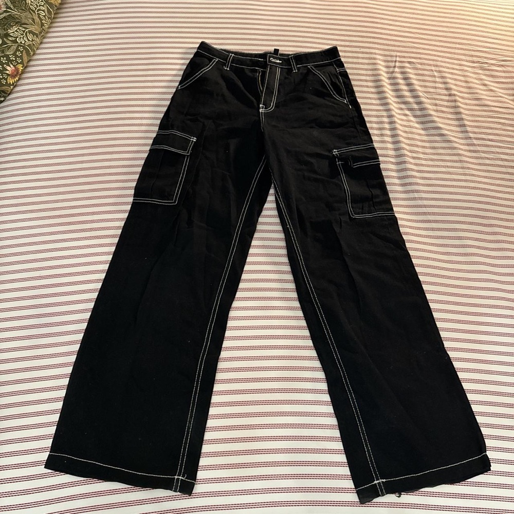 H&M Black Wide-Leg Cargo Trousers